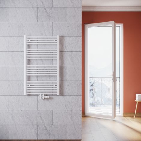 SONNI Termoarredo Scaldasalviette Verticale Radiatore ad Acqua Calda Bianco con Valvola Connessione Centrale 1000x600mm, 575 W (1/5)