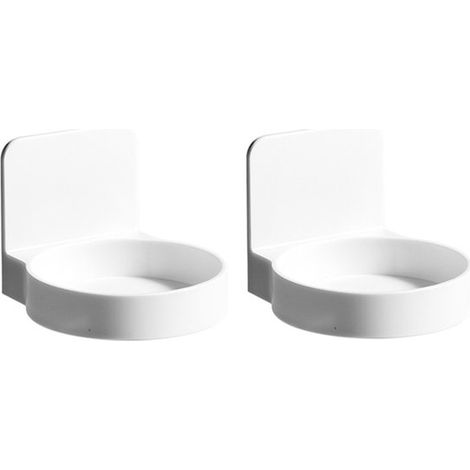 Soporte para vasos, 2 piezas, Montaje en pared, Autoadhesivo, Estante de baño, Blanco, vasos de enjuague bucal, frascos de hierbas, etc (1/5)
