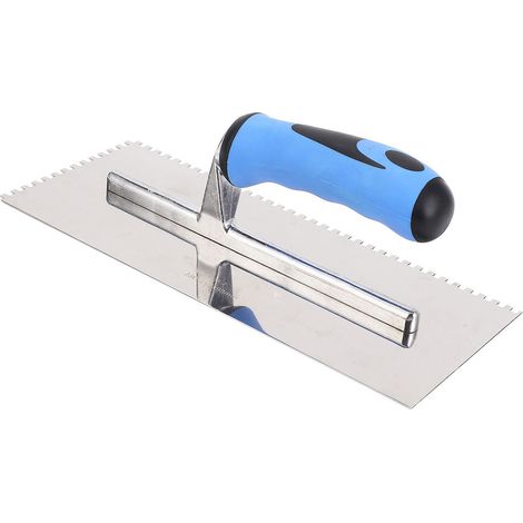 Truelle à encoches carrées 4 mm en acier inoxydable, poignée souple, pour pose de carrelage, ciment, béton et maçonnerie (1/5)