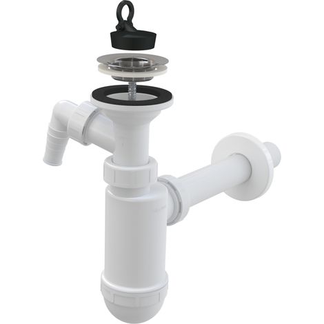 Sifón para lavabo DN32 con conexión para lavadora, colador de acero inoxidable DN63 (1/3)