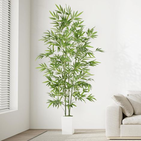 Dripex Plante Artificielle en Bambou 180 cm - Grand Arbre réaliste en Bambou avec Pot Blanc - pour Salon, Bureau, Jardin, décoration intérieure - Cadeau de Pendaison de crémaillère (1/5)