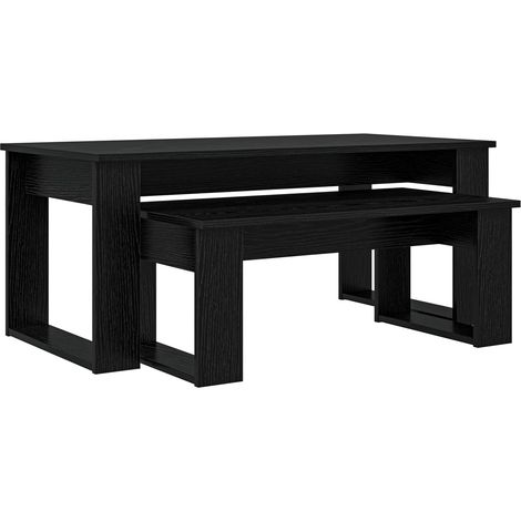 Juego de Mesas de Centro 2 pcs Roble Negro Madera de ingeniería vidaXL