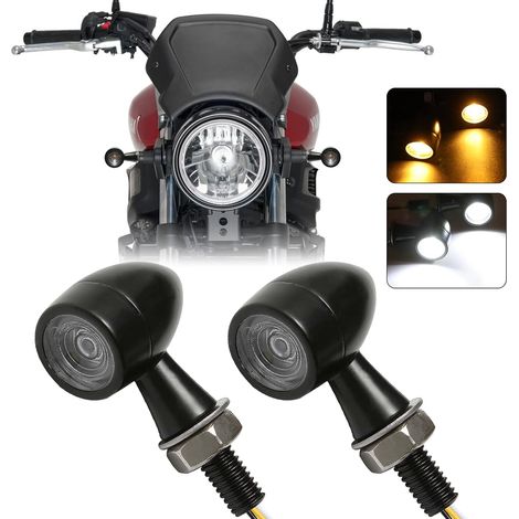 DREAMIZER Clignotant Moto LED, 12V 2PCS Indicateurs Moto Mini LED Étanches Lumières Indicateurs E-marked Universal pour Scooter Quad Cruiser Off Road.