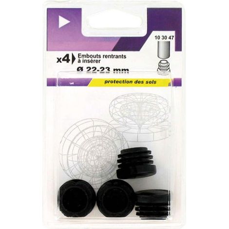 5 Patin Rentrant Plastique Noir ø22/23 - 4 Pce - Vynex (1/2)