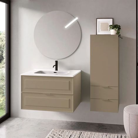 Mobile bagno sospeso 100 cm tortora opaco con lavabo e specchio Matisse (1/5)
