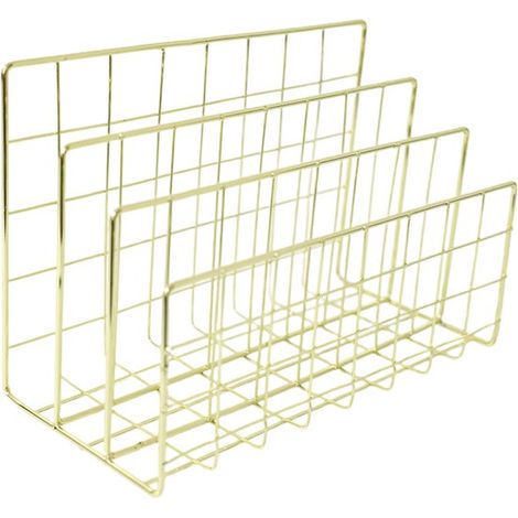Organiseur de courrier en métal - Trieur de bureau à 3 niveaux pour lettres, magazines et documents - Or (1/5)
