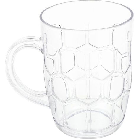 Chope à bière en acrylique de 530 ml avec anse, style traditionnel, pour boissons alcoolisées-530ml-Transparent 09