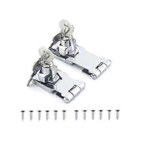 2 Stück Türriegel aus Edelstahl mit Vorhängeschloss und Schlüssel für Türen, Schränke, Schubladen und Schlösser (6,4 cm und 7,9 cm).