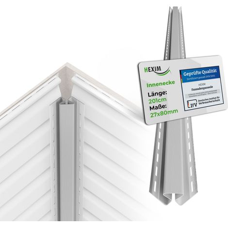 Hexim – Bardage PVC-U anthracite gris blanc – Longueur 201 cm – Dimensions 27 x 80 mm – Résistant aux UV – Protection visuelle durable