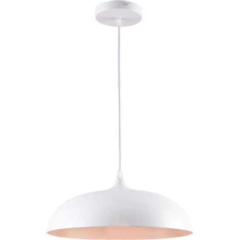 Lampadario a sospensione stile contemporaneo in metallo pendente a cupola attacco E27 luce tavolo cucina di colore nero o bianco (1/5)