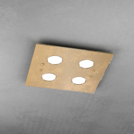Plafoniera Moderna Quadrata Path Vetro Foglia Oro 4 Luci Gx53 (1/3)