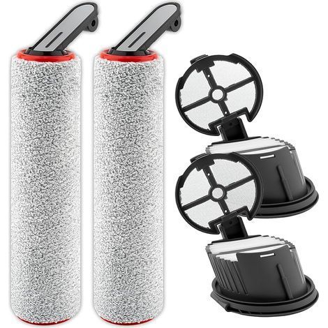 (4 Pièces) H14 Pro Brosses Rotatives Et Filtres Hepa De Rechange Pour Aspirateur Sans Fil Eau Et Poussière Dreame H14 Pro, 2 Brosses Rotatives, 2 Filtres Hepa, Pièces De Rechange (1/5)