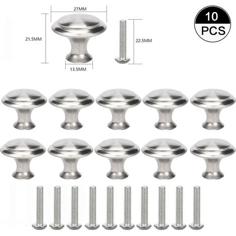 10Pcs Poignée Petit Manipuler Tiroir Acier Bouton pour meuble Joli Alliage Zinc Portes Tiroirs Penderie Relooking Vieille Cuisine Placards Hommes Femmes Argent，Poignée d'armoire de cuisine porte d'arm