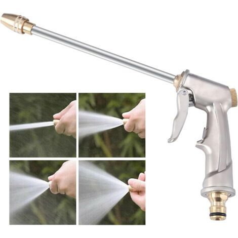 Pistolet d'arrosage Métal, Pistolet Arrosoir Métal Haute Pression avec Buse en Laiton Lavage de Voiture, Nettoyage, Irrigation de Jardin et Pelouse- Long (1/5)