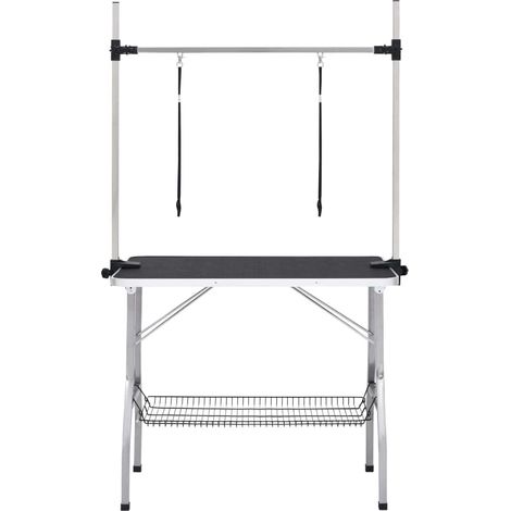 Table de toilettage pliable pour animaux, idéale pour la coupe des poils et un usage professionnel à domicile. Convient aux chats et aux chiens. Hauteur réglable. Noire, 90 x 60 x 76 cm (L x l x H) (1/5)