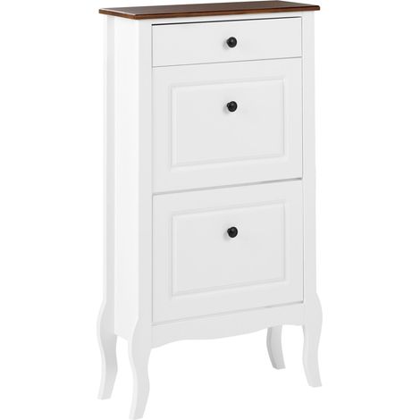 Scarpiera Bianca con Gambe Cabriolé Stile Shabby Chic Francese Nundle (1/5)