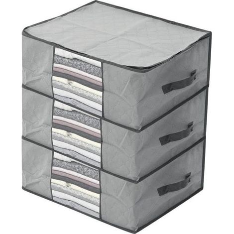 Lot De 3 Housse De Rangement Sous Vide Sac De Rangement Pour Couette Vêtements GRIS (1/3)