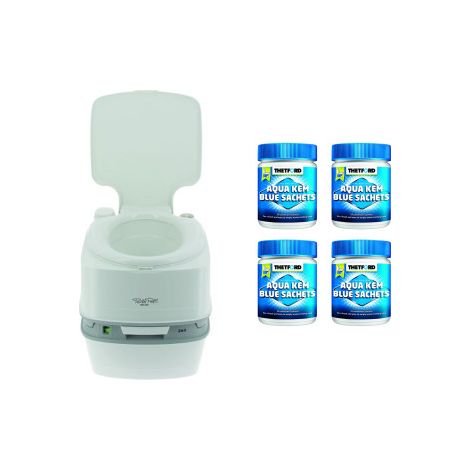 PACK THETFORD Toilette Portable 21 Litres 100% Autonome + 4x15 Sachets Traitement des Matières Camping car