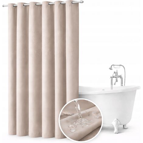 Duschvorhang 150x180 cm, wasserdicht, leicht, mit Ösen, hellbeige