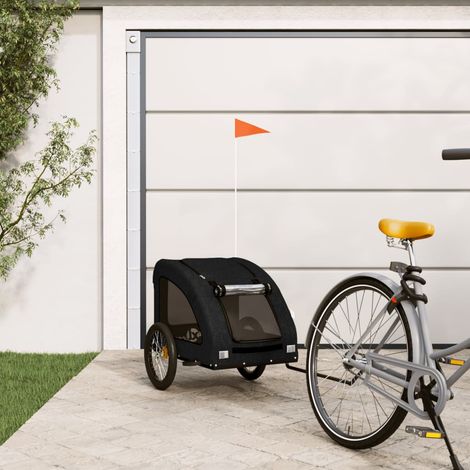 Rimorchio da Bici per Animali Nero Oxford e Ferro vidaXL