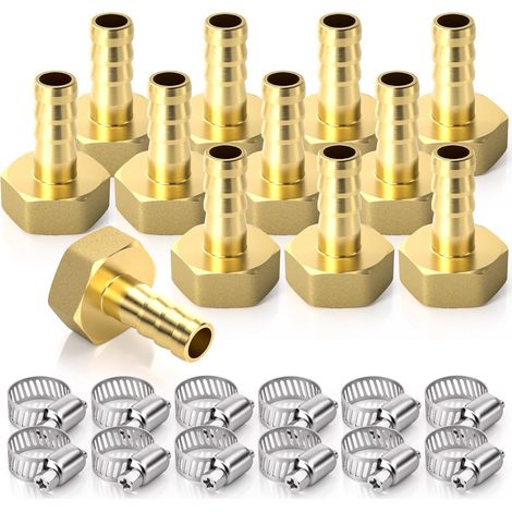 Raccords cannelés laiton - Lot de 12 - BSP 1/2" x 8mm - Étanchéité air comprimé - Outils pneumatiques et jardinage (1/5)