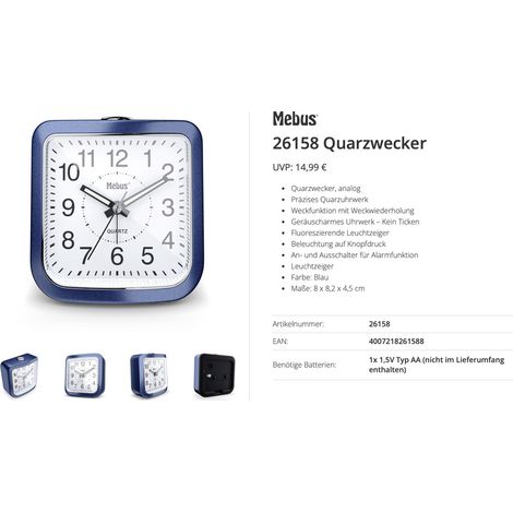 Mebus 26158 Quarz Wecker Blau