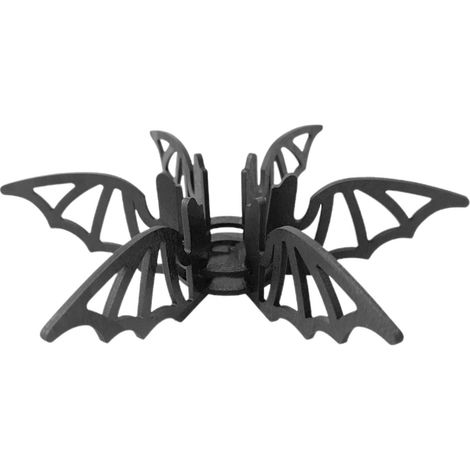 Support Pour Bougie - Support En Bois Avec Design Chauve-Souris - Pour Bougie Pilier De 3,8 Cm - Décoration Halloween Table (1/5)