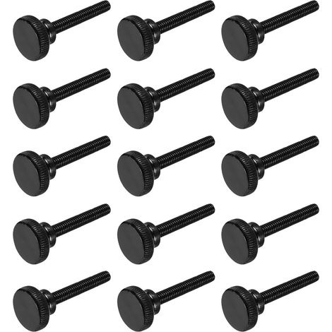 15Pcs Vis Moletée M6 x 45mm Vis Moletées à Oreilles, Vis à Tête Plate en Acier Noir, Boulons Moletés Métriques avec Poignées à Épaulement, Fixations Filetées à Serrage Manuel (1/5)