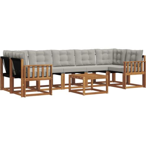 vidaXL Set di divani da esterno 8 pz Grigio Naturale e Chiaro
