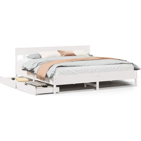 Maison Exclusive - Giroletto senza Materasso Bianco 200x200 cm Legno Massello Pino (1/5)