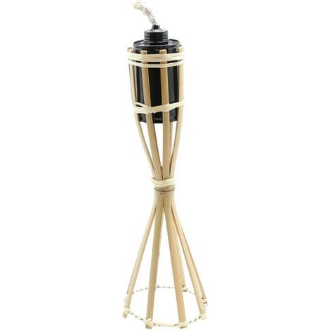 Torcia In Bamboo Da Tavolo Con Serbatoio In Metallo H 40 Cm 1pz