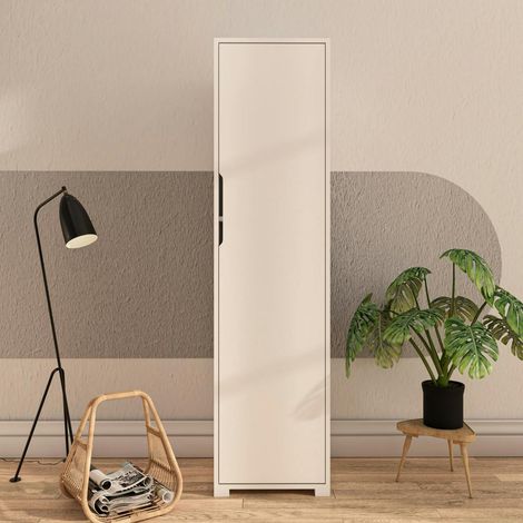 Colonne de rangement blanche moderne, 5 étagères BYRON