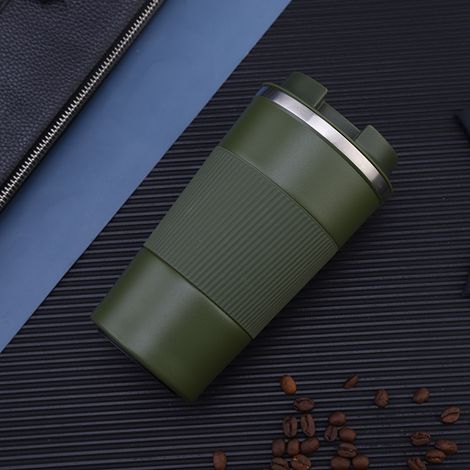 Tasse à café isolée en acier inoxydable, tasse de voiture portable 510ml (vert) (1/5)