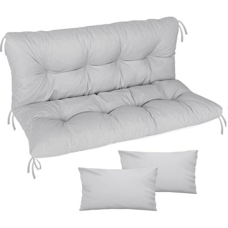 Ferocity Coussin de rechange pour balancelle de jardin 120x50 cm – Set assise + dossier + 2 coussins – Matelas rembourré – Coloris Gris (1/5)