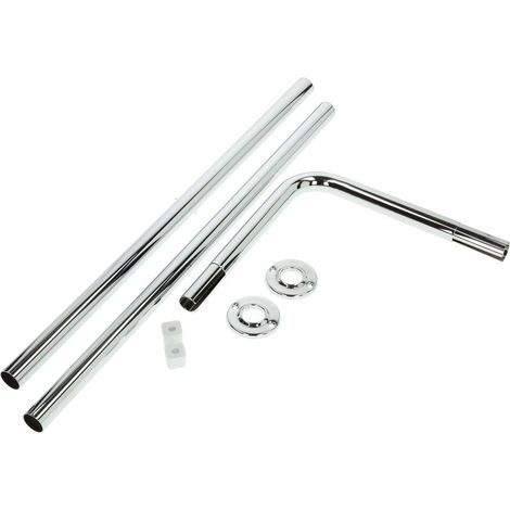 Tringle équerre pour rideau 700 x1700 mm laiton chromé, avec rosace murale