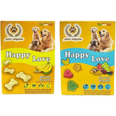 Lupex Shop – Biscotti per cani Happy Love 100% made in italy 300g, gusto Fantasy + Banana (1/2)