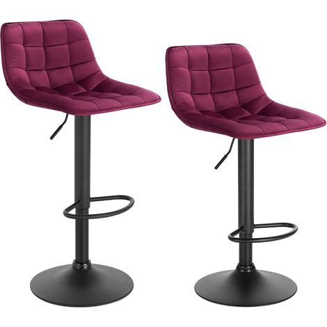 WOLTU 2er-Set Barhocker Küchenstuhl Barstuhl mit Rückenlehne und Einstellgriff, höhenverstellbar & 360° drehbar, Tresenhocker Bar Hocker aus hochwertigem Samt und Metall, Bordeaux (1/5)