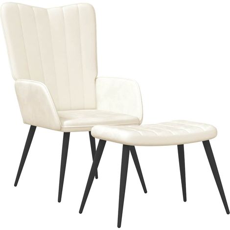 Maison Exclusive - Poltrona Relax con Sgabello Bianco Crema in Velluto (1/5)
