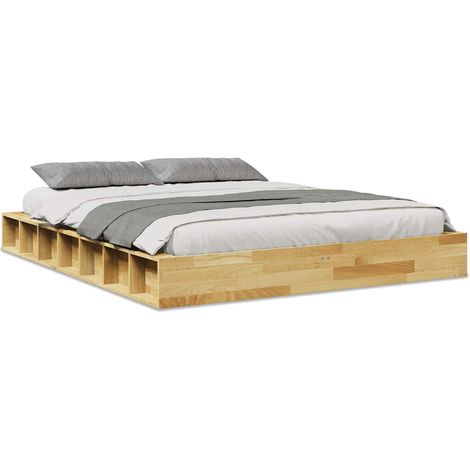 Lit double  Lit adulte  Cadre de lit sans matelas 160x200 cm bois massif de chêne
