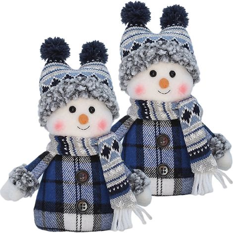 Gestrickte Plüsch-Schneemannpuppe, handgefertigtes und dekoratives Weihnachtsgeschenk (1/4)
