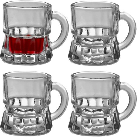 Verres à shooter en forme de chope à bière - 10 unités - avec anse -2cl - plastique polycarbonate - bar - mini verres à shooter (1/4)