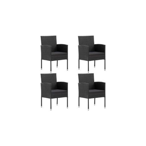 Chaises de jardin coussins noir lot de 4 noir résine tressée (1/5)