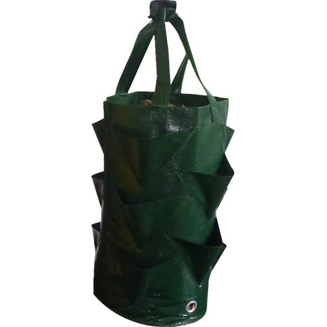 Sacs de culture suspendus de 3 gallons pour fraises, en plastique, pour la culture de fraises, poivrons, concombres, fleurs et plus encore (vert). (1/5)