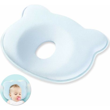 Baby pillow, baby pillows and cushions, child cloud cushion, orthopedic baby pillow, anti flat head plagiocephaly syndrome, baby head wedge memory foam pillow (blue)