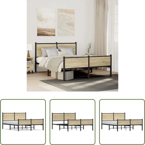 Metallbettgestell - Metallbett ohne Matratze Sonoma-Eiche 140x200 cm (1/5)