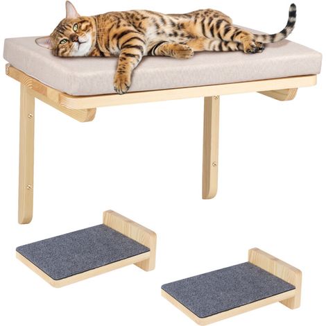 Ensemble mural d'escalade élégant pour chat avec escalier pour chat. Ensemble de meubles muraux pour le bien-être. Lit mural pour chat I Meubles pour chats I Arbre à chat I Étagère murale (1/5)