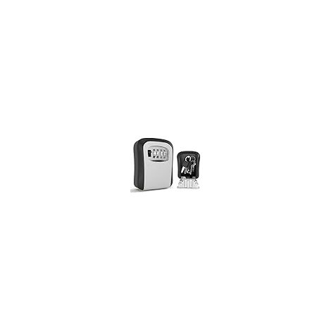 Secure Outdoor Key Box, Wall-Mounted Key Box with Code, Robust Aluminum Alloy, Weatherproof, for Keys and Cards, Black & Gray (1/5)
