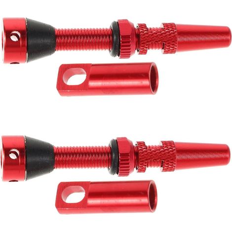 Jeu de 10 valves à vide françaises en alliage d'aluminium rouge pour pneus de vélo tubeless. (1/5)