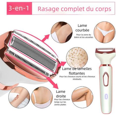 Rasoir électrique 4 en 1 pour femme, rechargeable par USB, utilisation à sec ou humide (1/5)