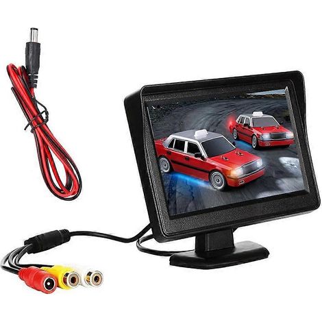 Kit moniteur de recul pour voiture 4,3 pouces (11 cm) avec écran TFT LCD, alimentation 9-24 V CC, système de vision arrière et de stationnement (sans caméra). (1/5)